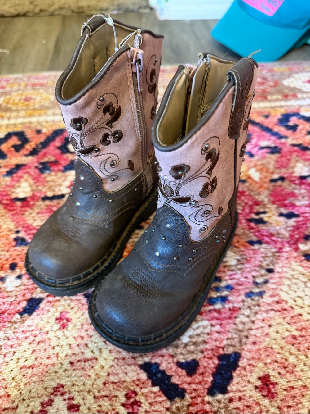 Roper Brown and Pink Kids' Western Boots